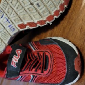 Red and black, Fila tennis shoes